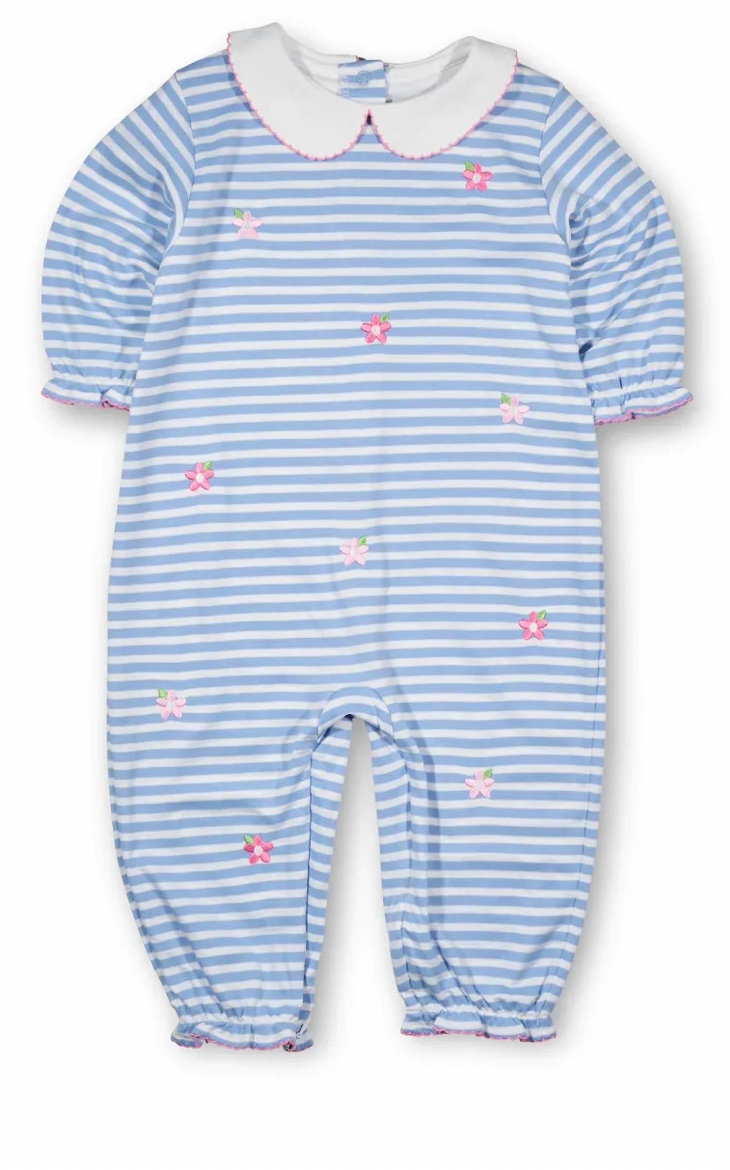 Florence Eiseman - Kids Flowers Embroidered Knit Long Romper