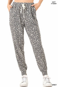 Zenana - French Terry Leopard Print Joggers