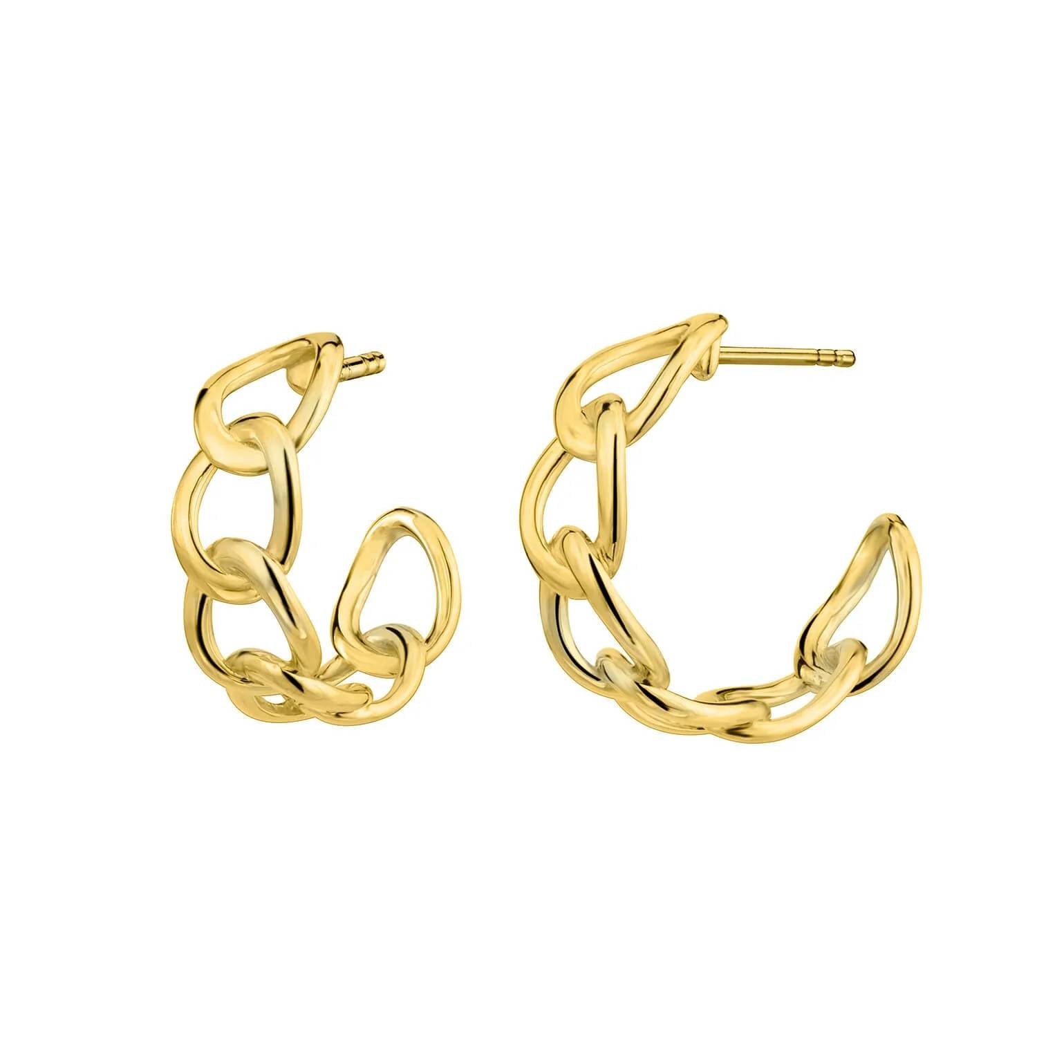 Gold & Honey - Women's Chunky Link Hoop Earrings