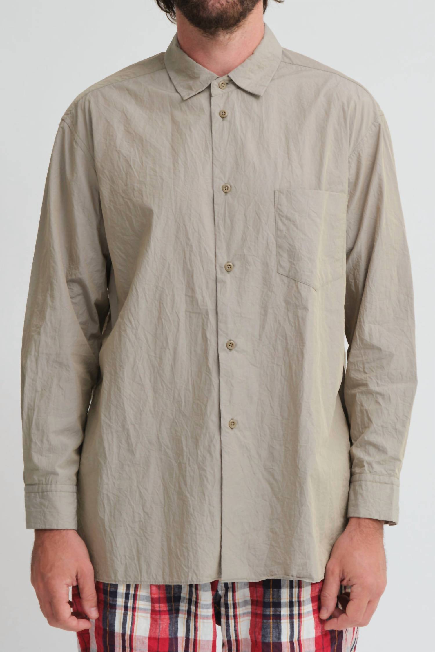Sage De Cret Women's Crinkle Typewriter Regular Collar Shirt in gray - women's shirt