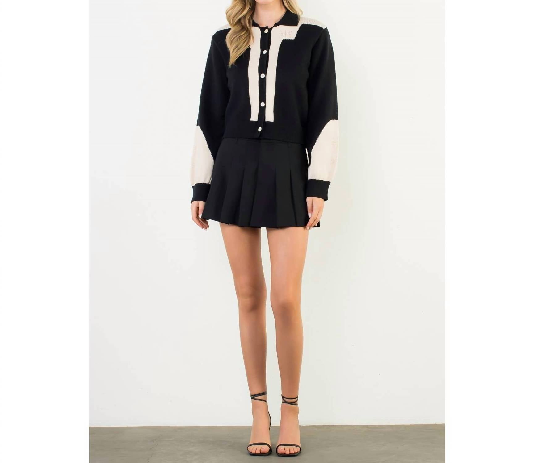 Thml - Colorblock Button Front Knit Cardigan