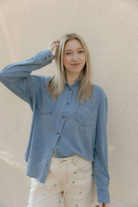 Z Supply - Reese Jersey Denim Button Up Top