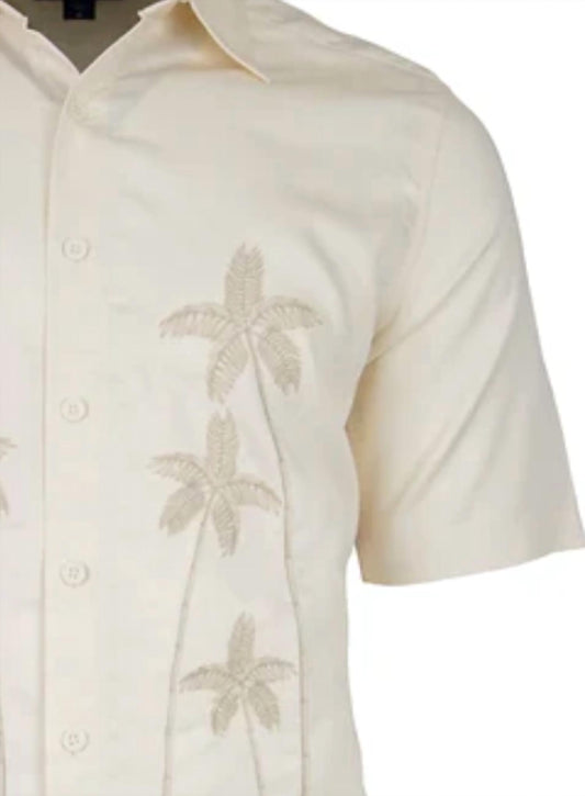 Weekender - Men's Hawaiian Palm Dance Embroidery Shirt