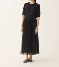 Fabiana Filippi - Woolen Pencil Skirt with Pleated Tulle Layer