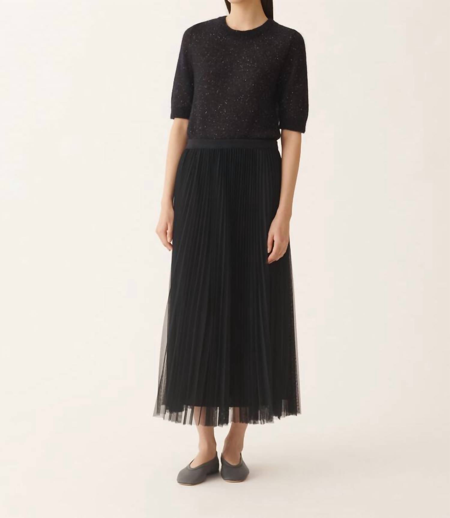 Fabiana Filippi - Woolen Pencil Skirt with Pleated Tulle Layer