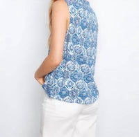 Charlie B - Printed Sleeveless Ruffle Neck Top
