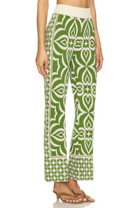 Misa Los Angeles Women's Orla Trousers in green mosaic mix - women's pants - detail view
