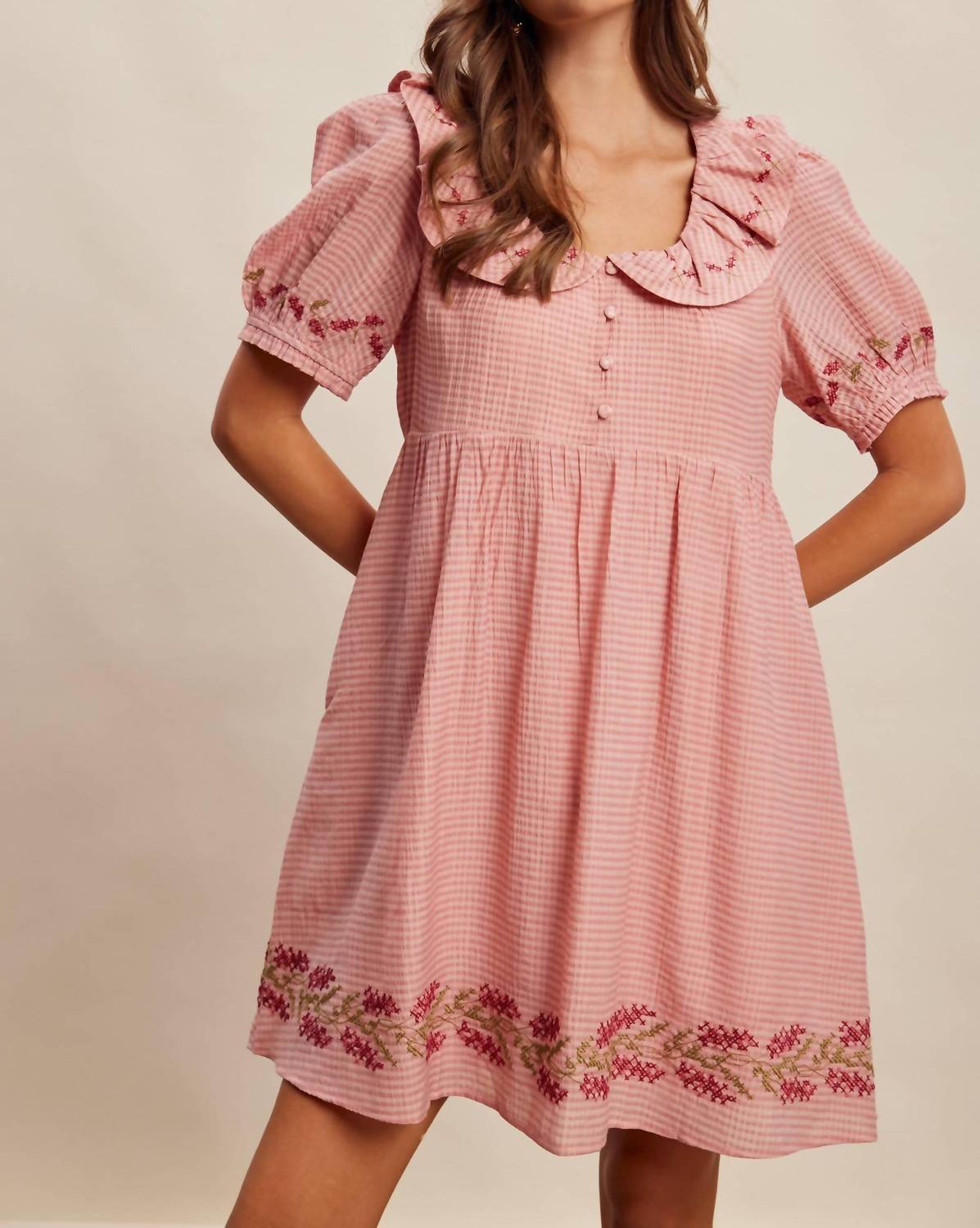 Listicle - Women's Embroidered Babydoll Dress