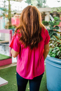 Layerz Clothing Embroidered Fiesta Top in pink - women's blouse - alternate view