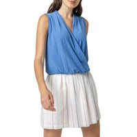 Lilla P Women's Smocked Waist Short Skirt in multi stripe - women's skirt - alternate view