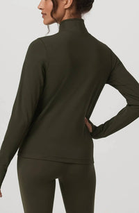Vuori Chilled Out Half Zip Pullover in olive - women's top - alternate view