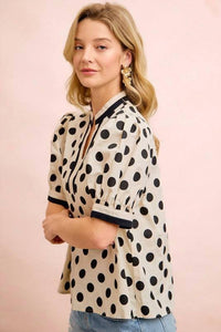 Bibi - Polka Dot Printed Blouse - Plus