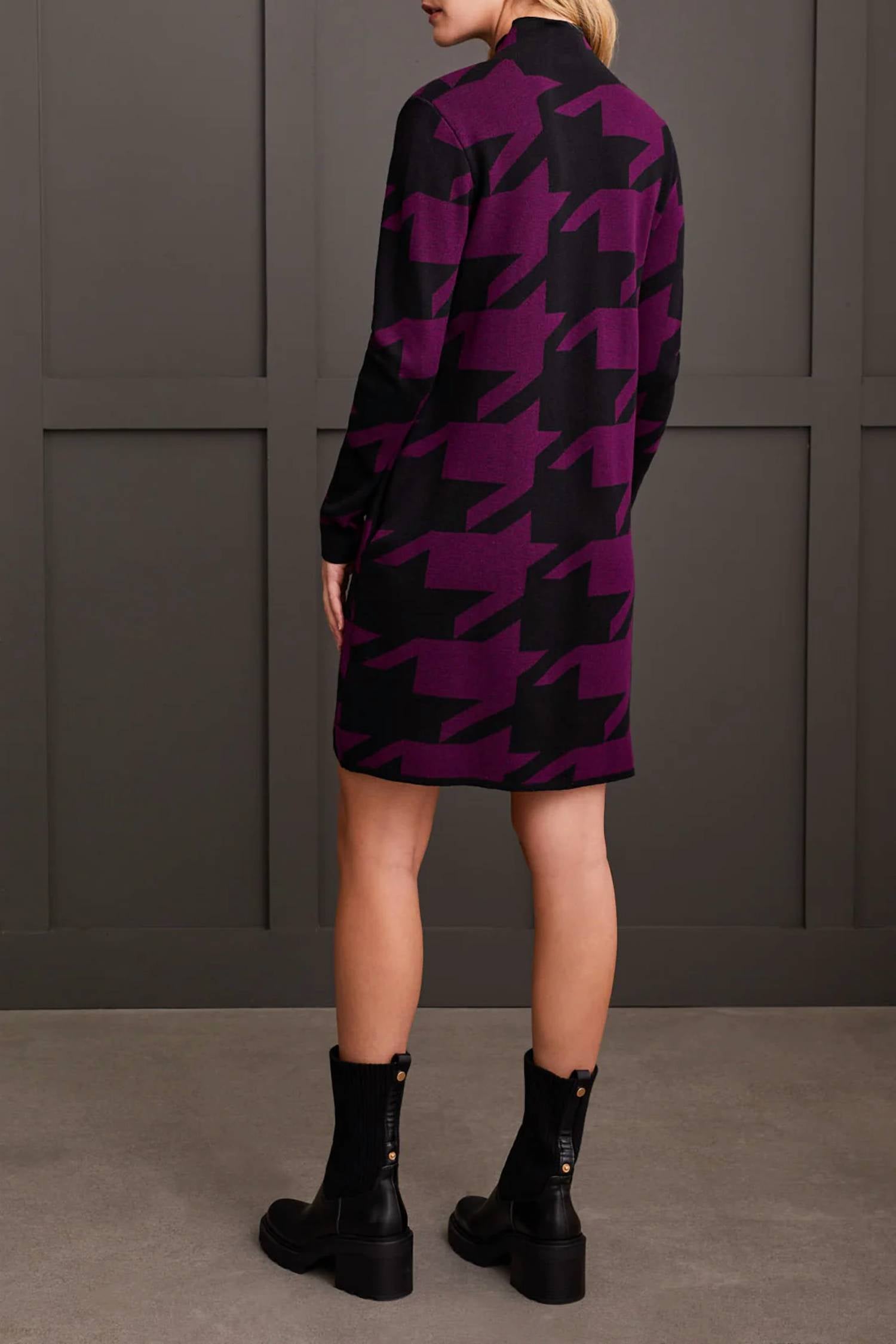 TRIBAL Funnel Neck Sweater Dress in dark plum - women's dress - detail view