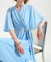 Joseph Ribkoff - Cape Sleeves High Low Wrap Dress