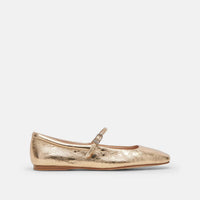 Dolce Vita Women's Reyes Mary Jane Ballet Flats in gold distressed leather - women's flats - detail view