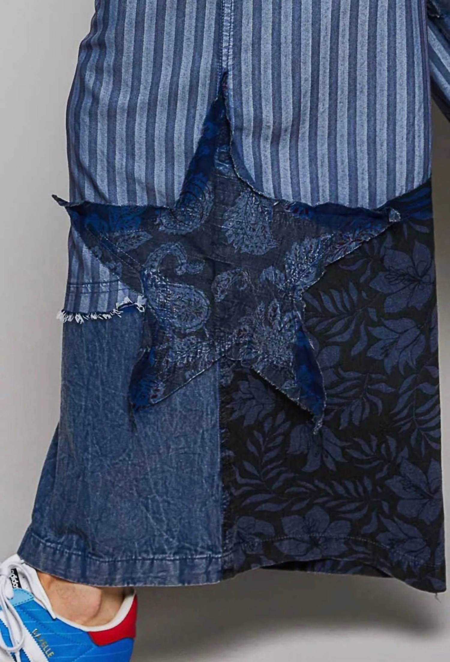 POL Bohemian Stripe Star Patchwork Pants in blue - women's jeans - view 6