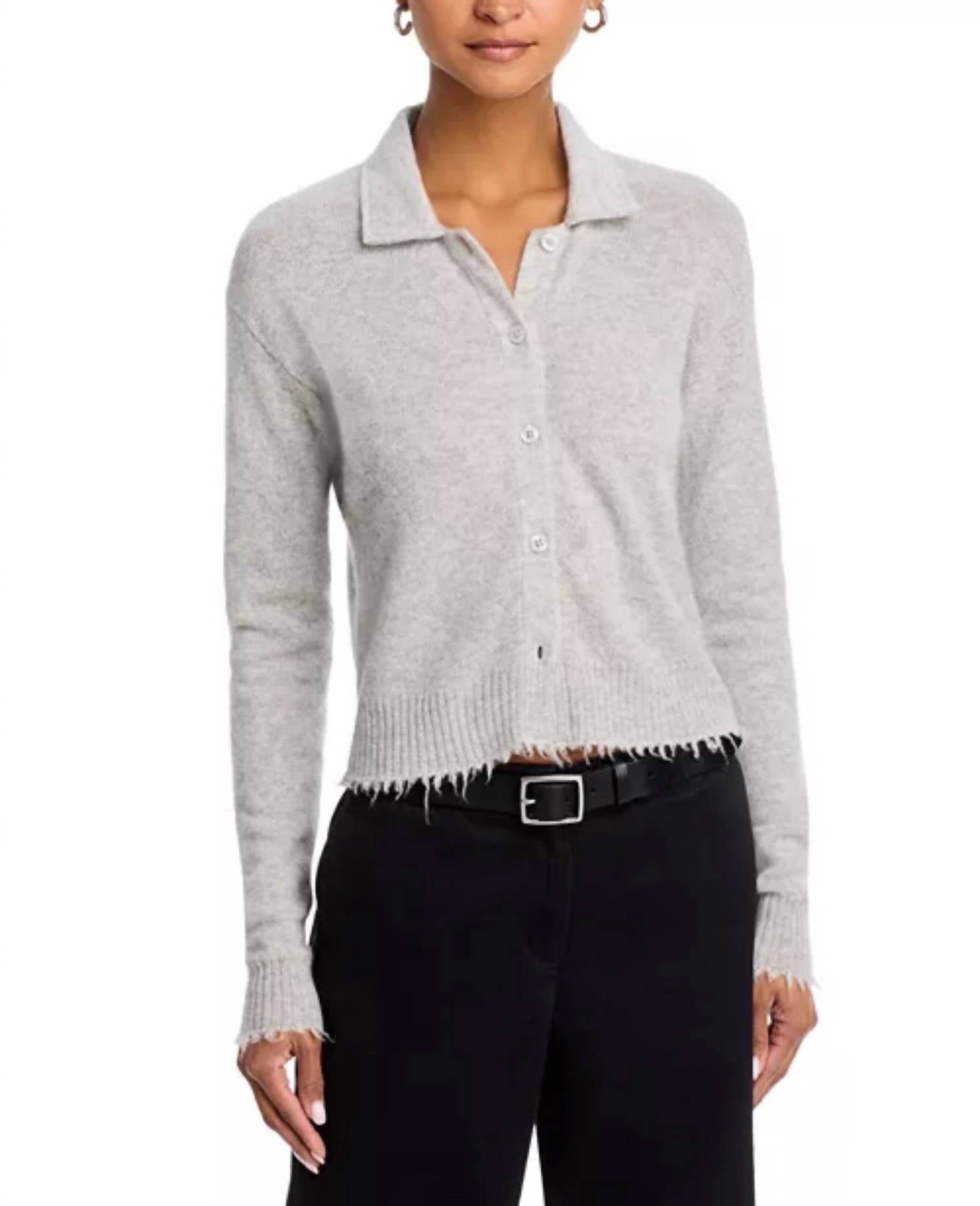 RE/DONE Loose Polo Cardigan Sweater in grey - women's cardigan - view 6