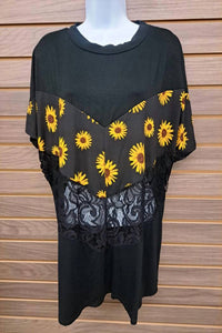 Blumin - Women's Sunflower & Lace Insert Top