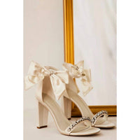 Oleg Cassini - Wowen's Removable Ankle Bow Crystal Strap Heeled Melania Sandals