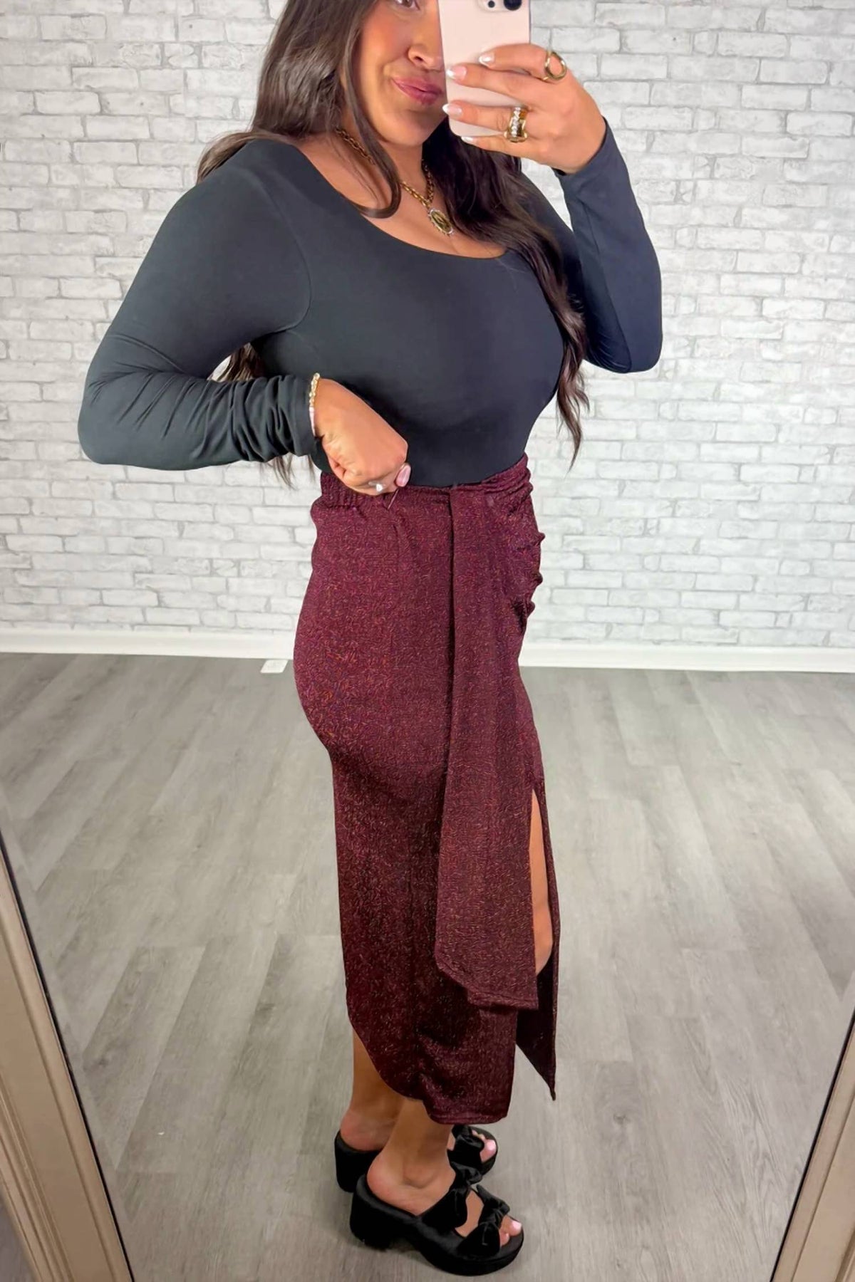 Gilli - Sparkle Wrap Midi Skirt