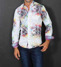 Eight X - Paint Splash Skull Button Down Shirt