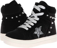 Nina Girls Ima High-top Sneakers in black velvet - kids' sneaker - alternate view
