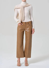 Citizens of Humanity Faye Vintage Straight Recycled Leather Pants in pale toffee - women's pants