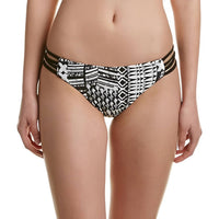 L*SPACE Low Down Bikini Bottom in ivory coast black - women's swimwear