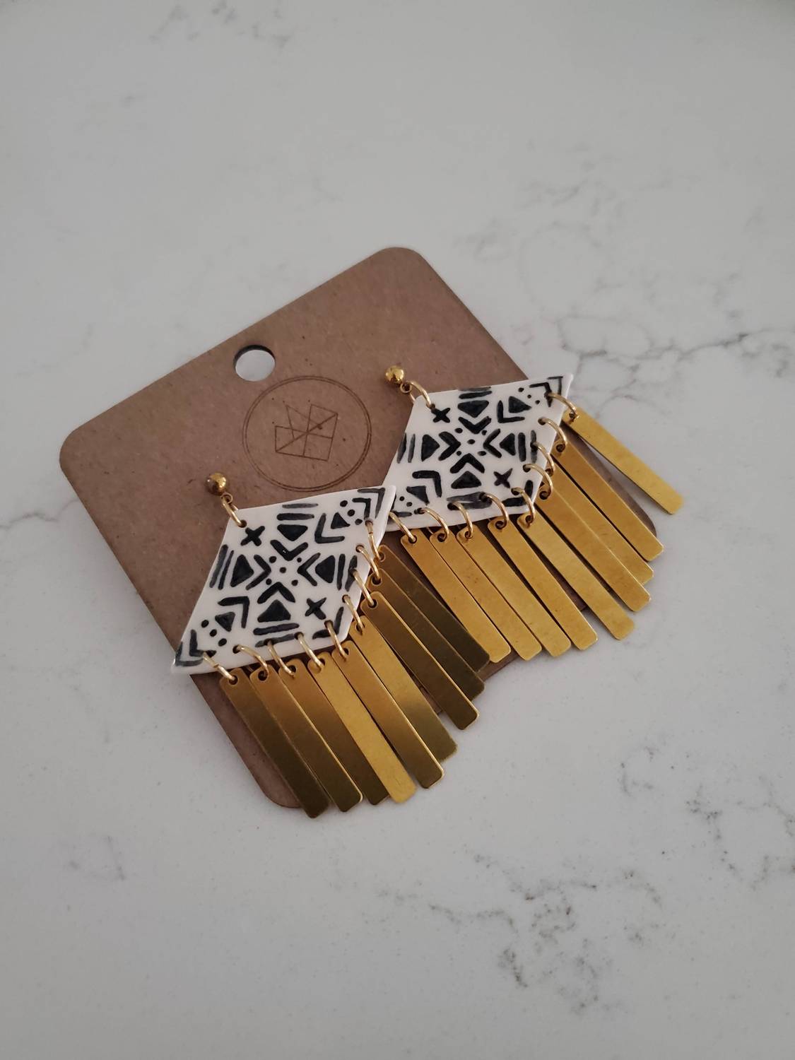 Crown & Heart - Women's Porcelain Tassel Earrings