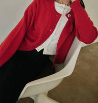 all : row Lucy Knit Cardigan in red - women's cardigan - alternate view