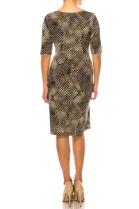 Connected Apparel - Abstract Geometric Dotted Print Sheath Dress