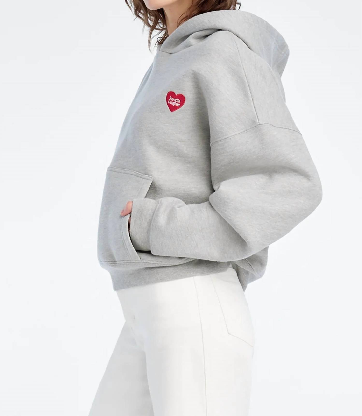 Favorite Daughter - Heart Embroidered Hoodie