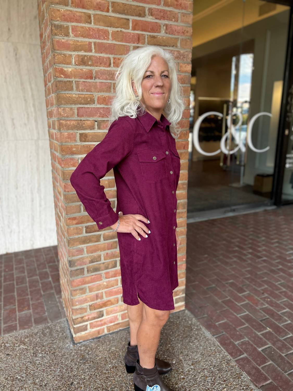 Toofan - Two Pocket Button Down Shirt Dress