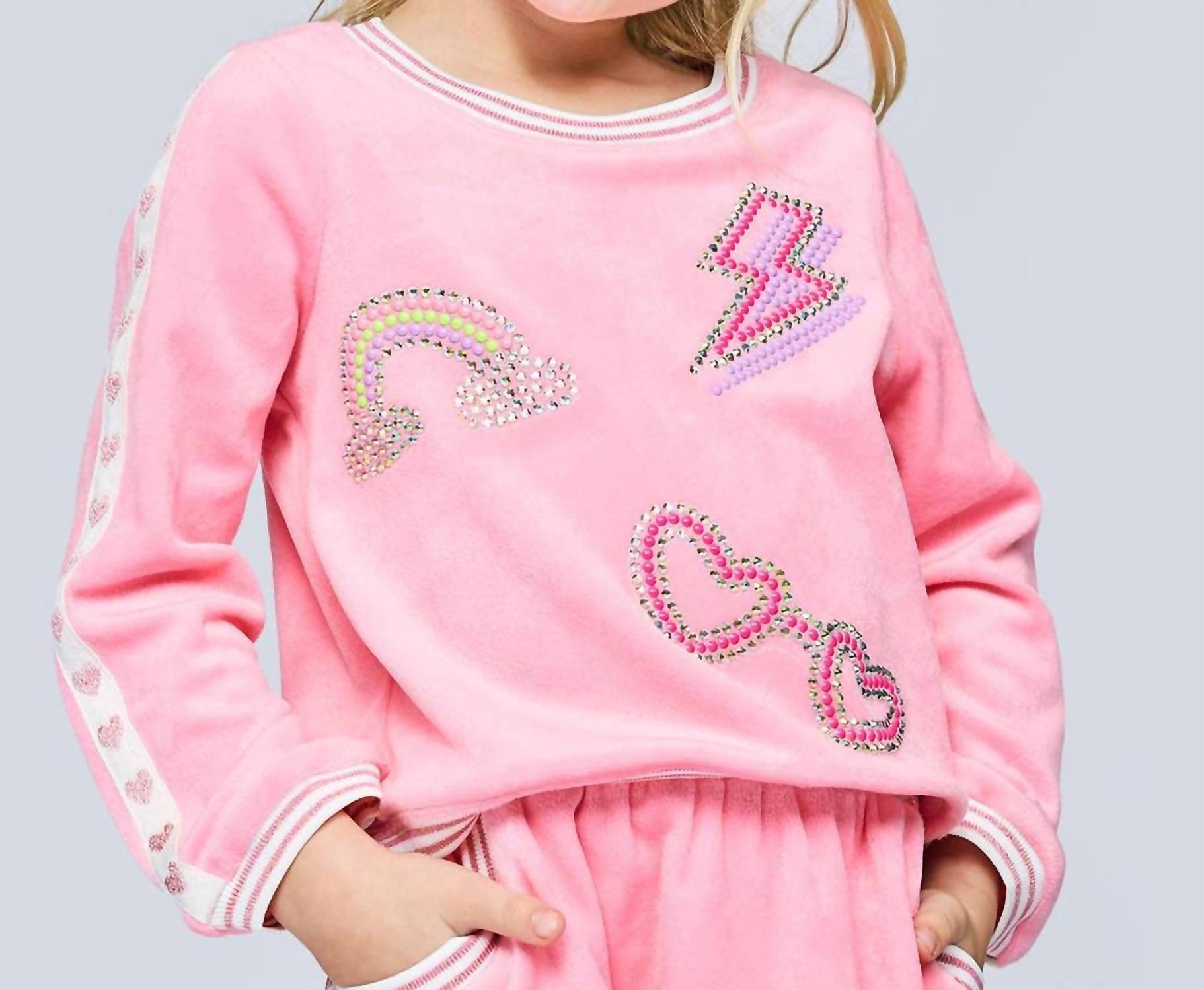G.B.Y.M. - Long Sleeve Velour Top with Rhinestones