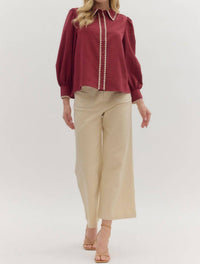 Entro - Long Sleeve Collared Top