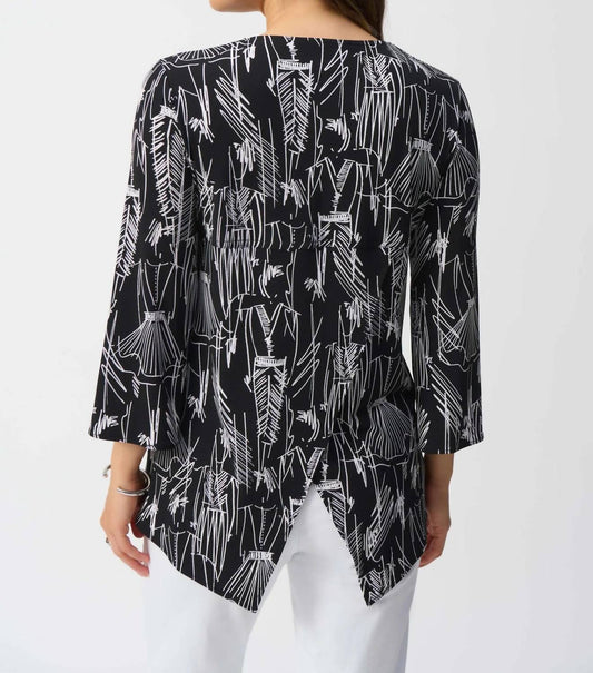 Joseph Ribkoff - Sketch Print Zip Front Tunic Top