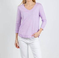 Elliott Lauren - Silvie Rib Three-quarter Sleeve V-neck Tee