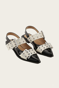 Ganni - Women's Feminine Buckle Ballerina Naplack Sandal