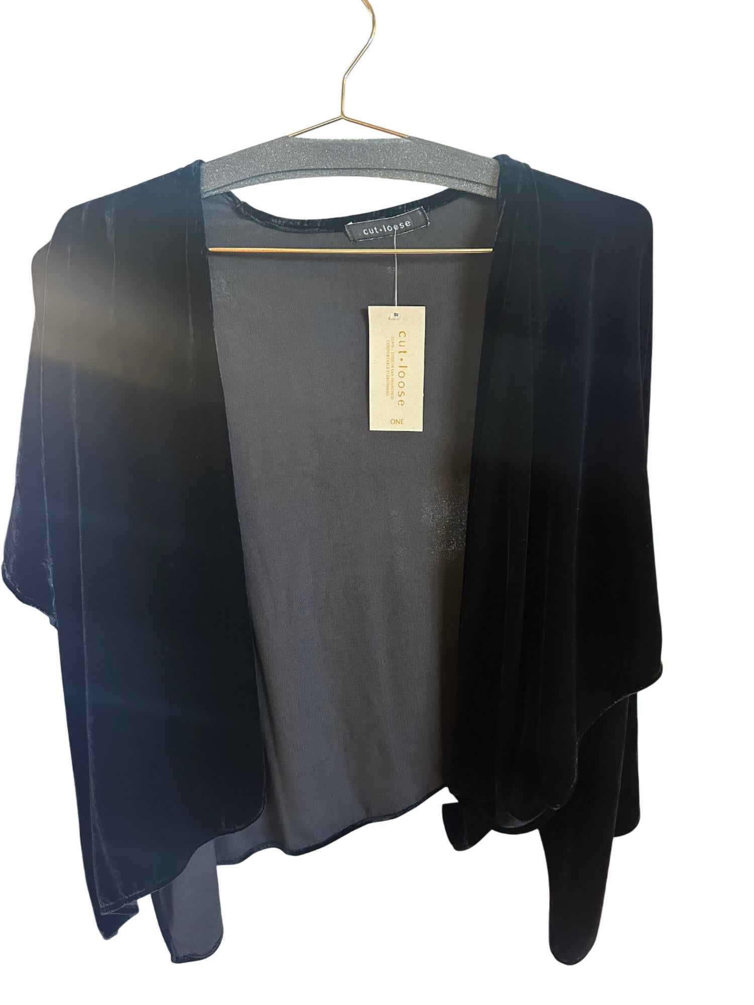 cut loose Women's Velvet Shawl in black - women's sweater