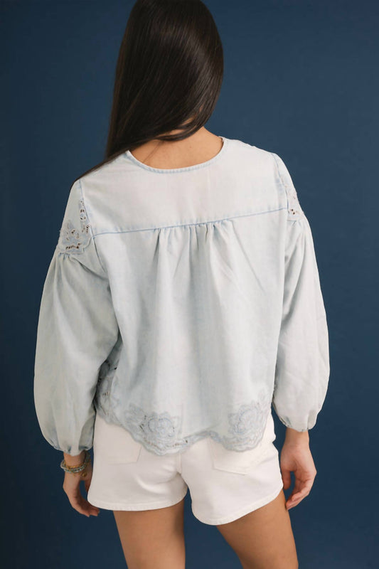 Aaron & Amber - Embroidery Sleeve Top