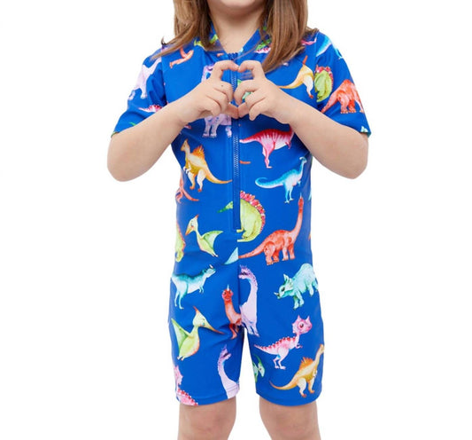 Gottex - Kids Short Sleeve Zip Up Swim Overalls