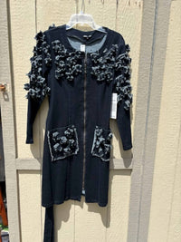 Samuel Dong Women's Long Sleeve Denim Dress With Tie And Belt in blue - women's dress
