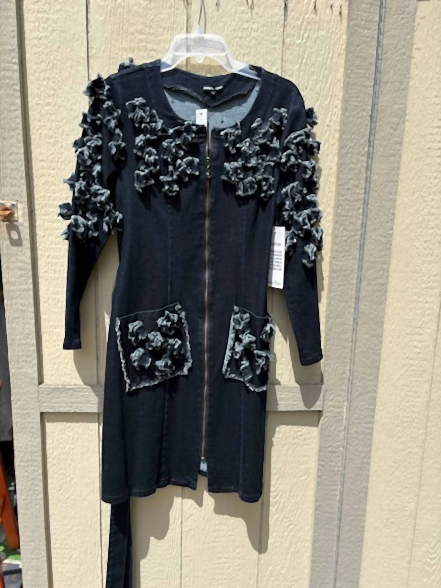 Samuel Dong Women's Long Sleeve Denim Dress With Tie And Belt in blue - women's dress