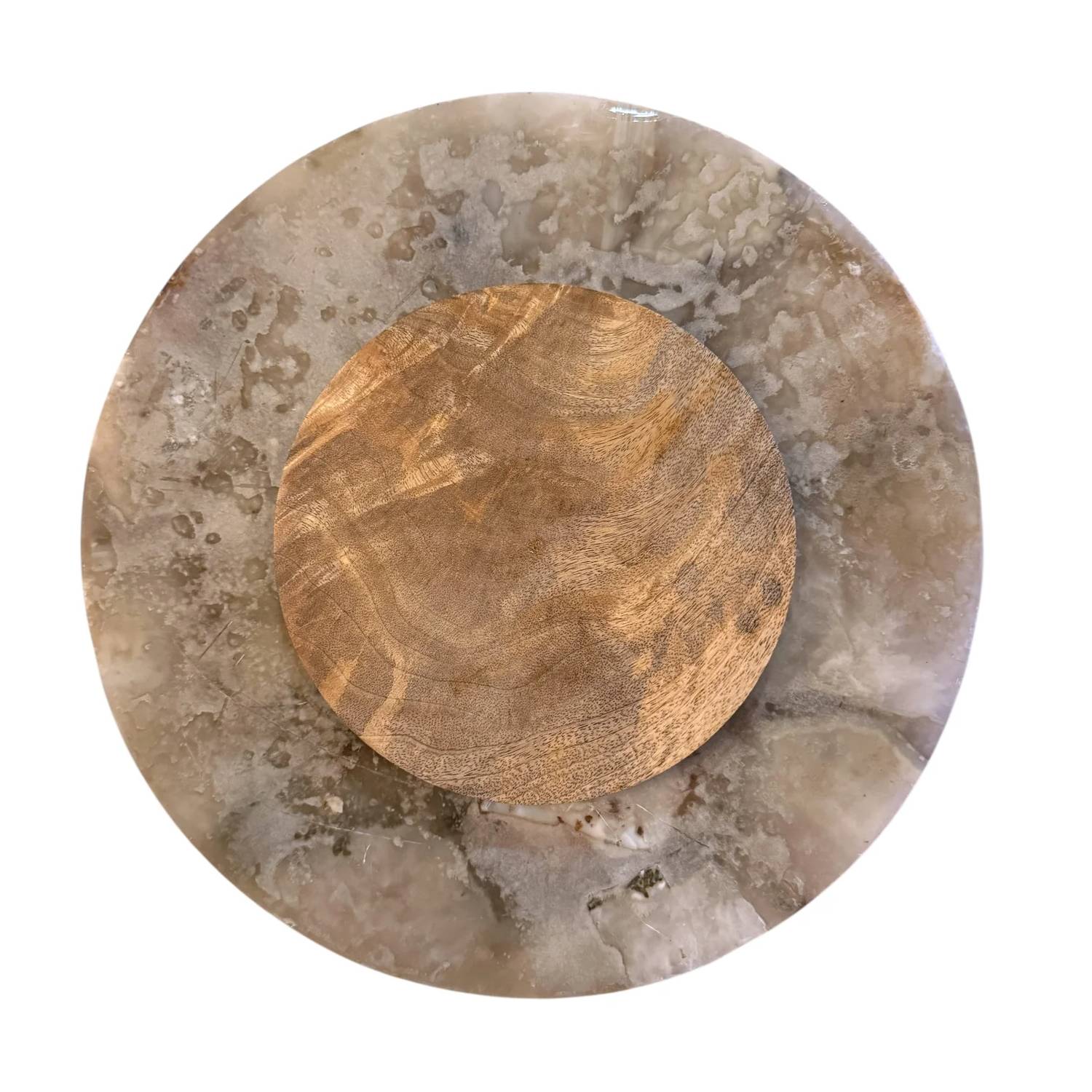 Creative Co-Op - Natural Agate Lazy Susan with Mango Wood Base