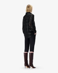 IRO Valmu High Collar Shirt in black lurex - women's shirt - detail view