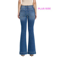 Vervet By Flying Monkey - Gleefully Plus Size Mid Rise Trouser Hem Flare Jeans