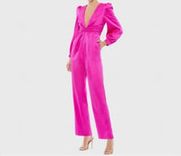 Mac Duggal - Fronttwist Puff Sleeve Deep V Jumpsuit
