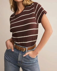 Z Supply Foundation Premium Striped Tee in sandalwood - women's t-shirt - alternate view