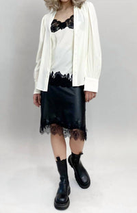 Gold Hawk - Faux Leather Bias Skirt