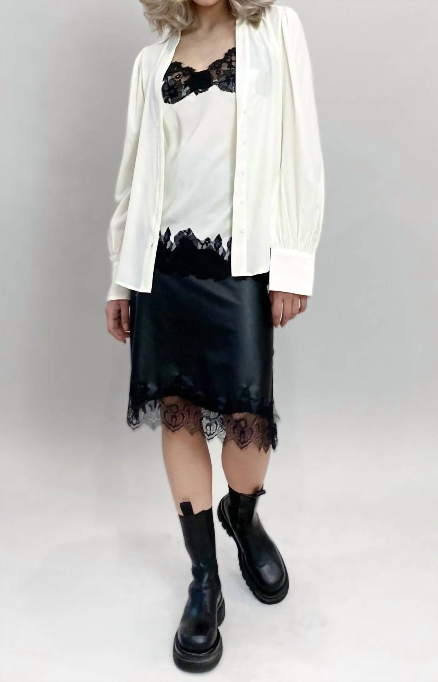 Gold Hawk - Faux Leather Bias Skirt